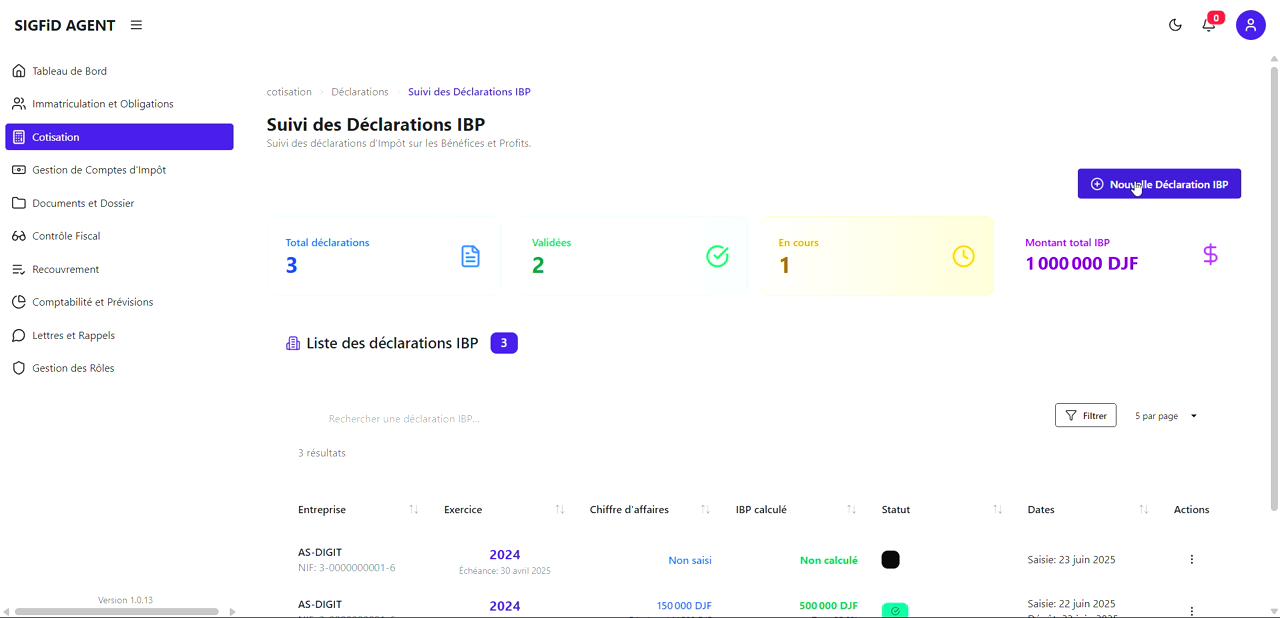 2 – Nouvelle déclaration IBP