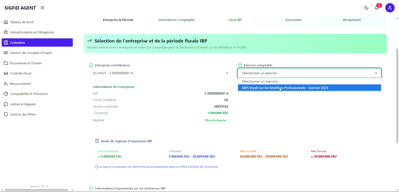 4 – Choix de l’exercice