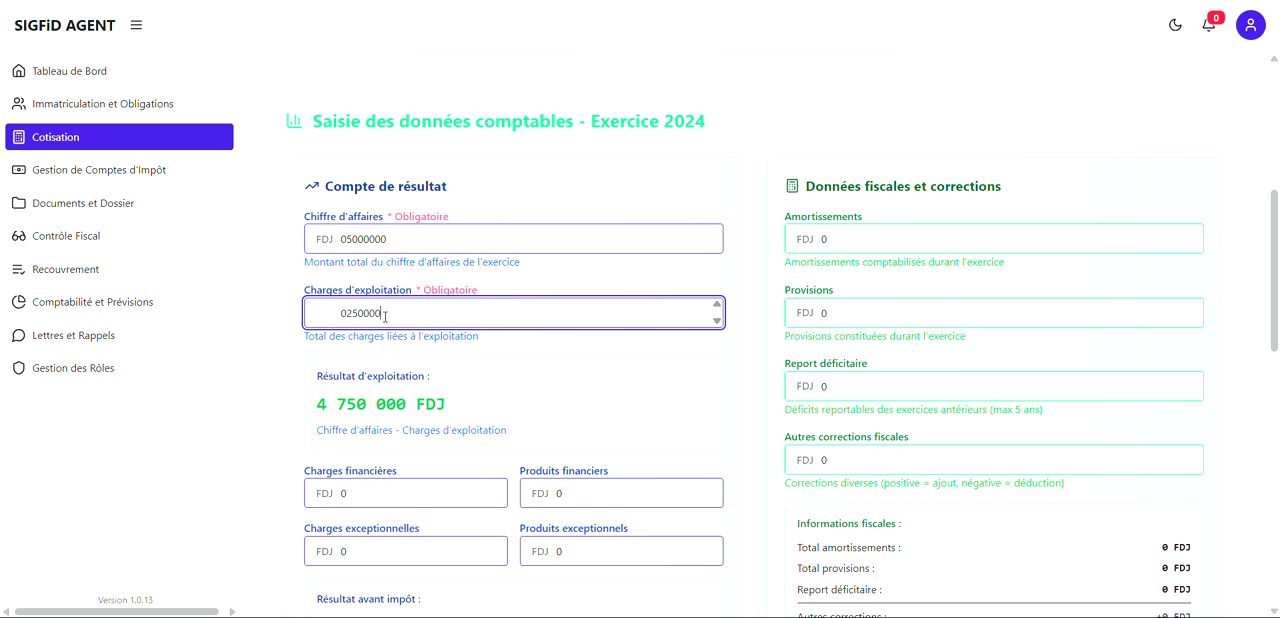 7 – Saisie Charges d’exploitation