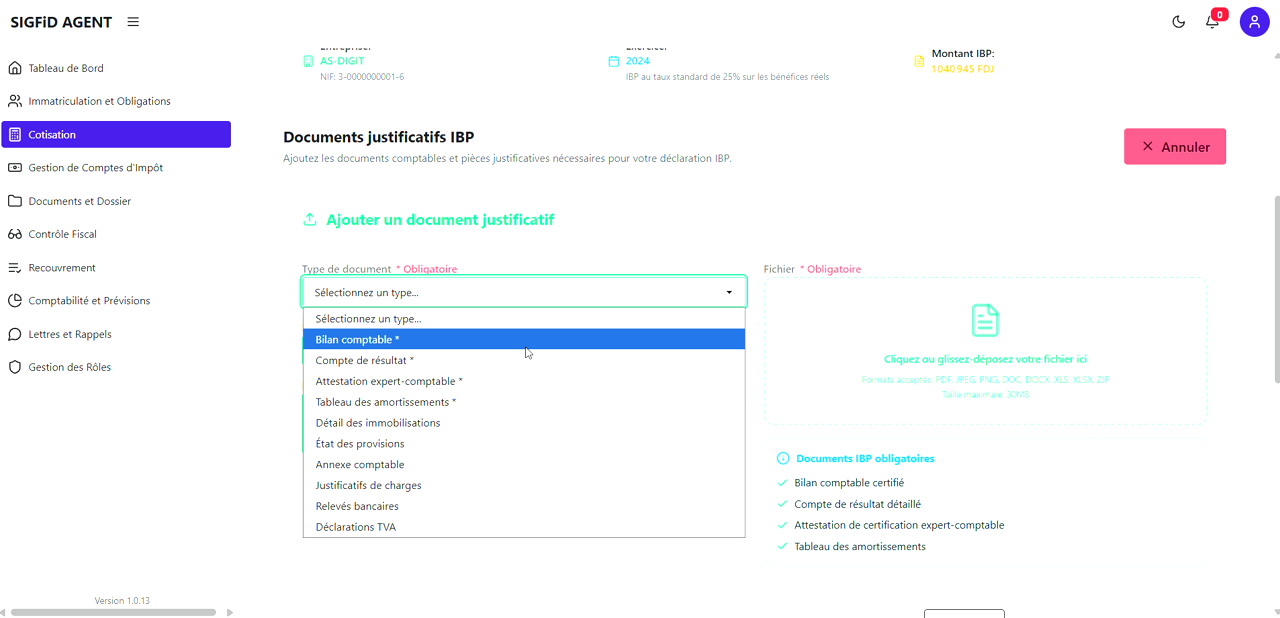 16 – Formulaire Téléversement