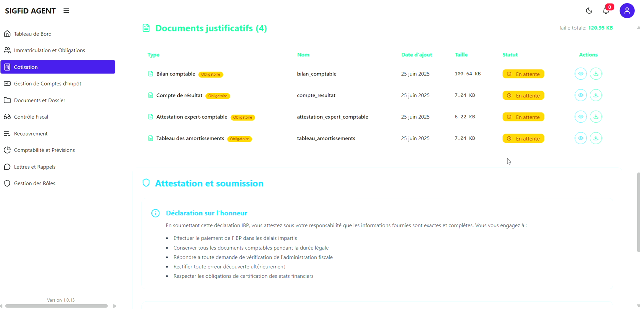 21 – Documents justificatifs