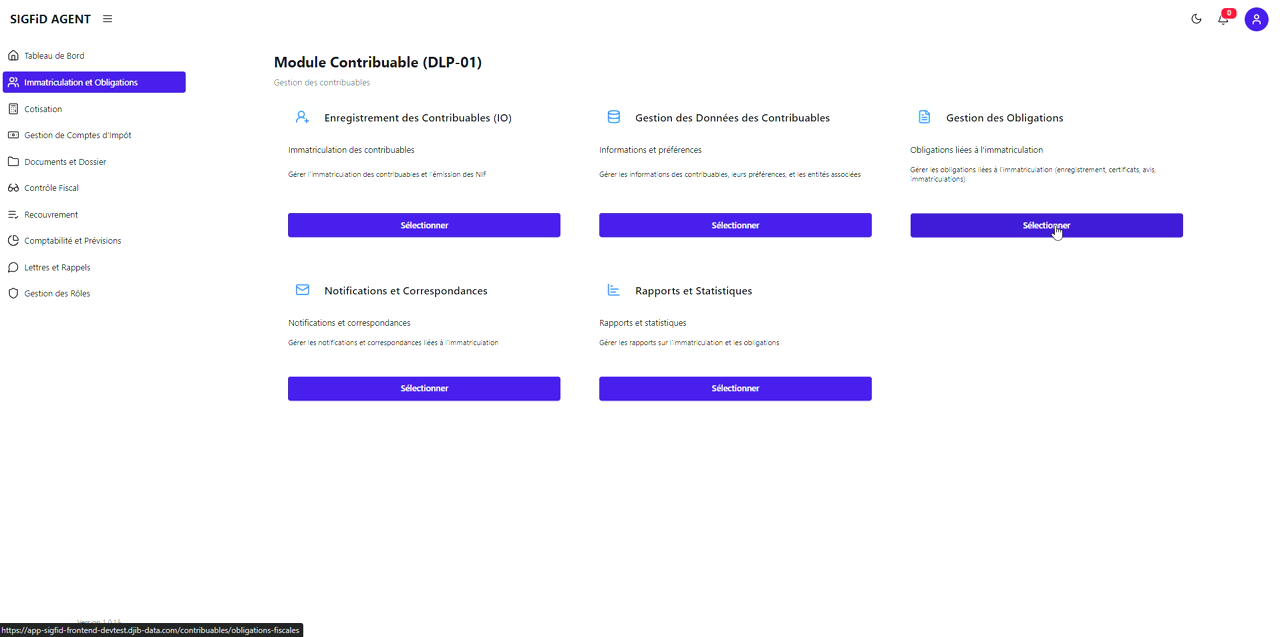 1 – Module Contribuables