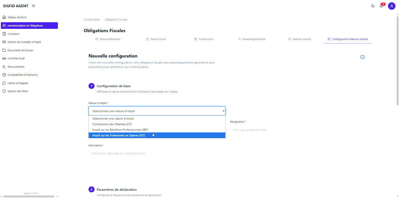 3 – Nature d'Impôt
