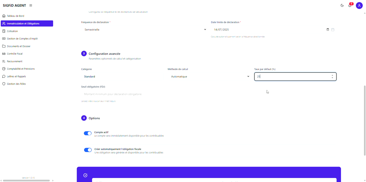 12 – Taux par défaut