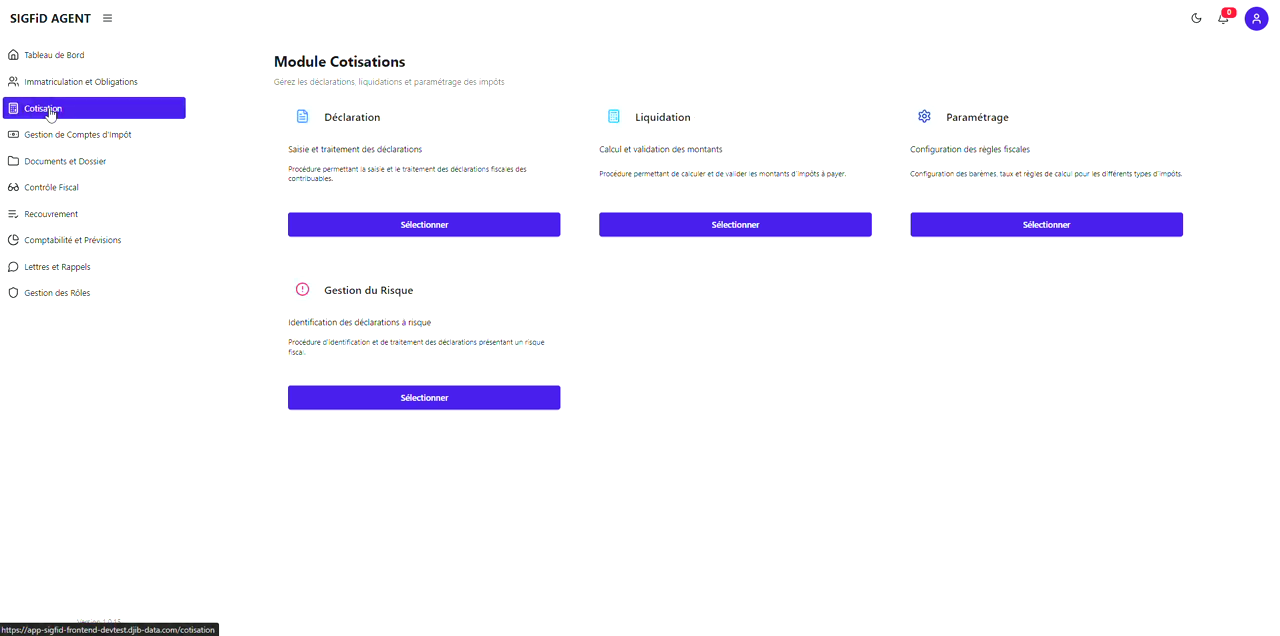 1 – Module Cotisations