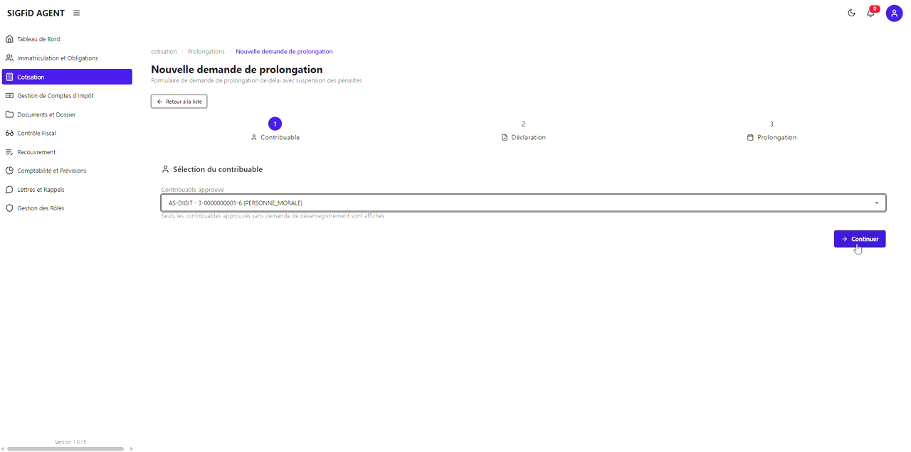 4 – Sélection du contribuable