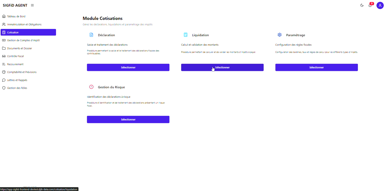 1 – Accès au module Liquidation