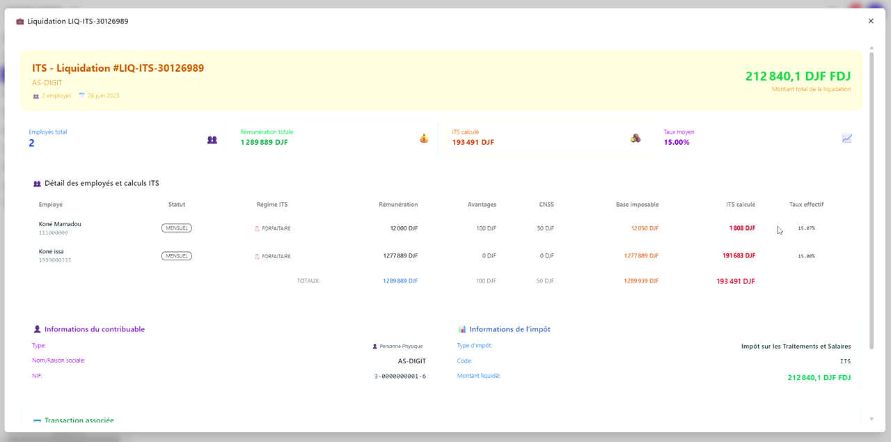 4 – Détail de la liquidation