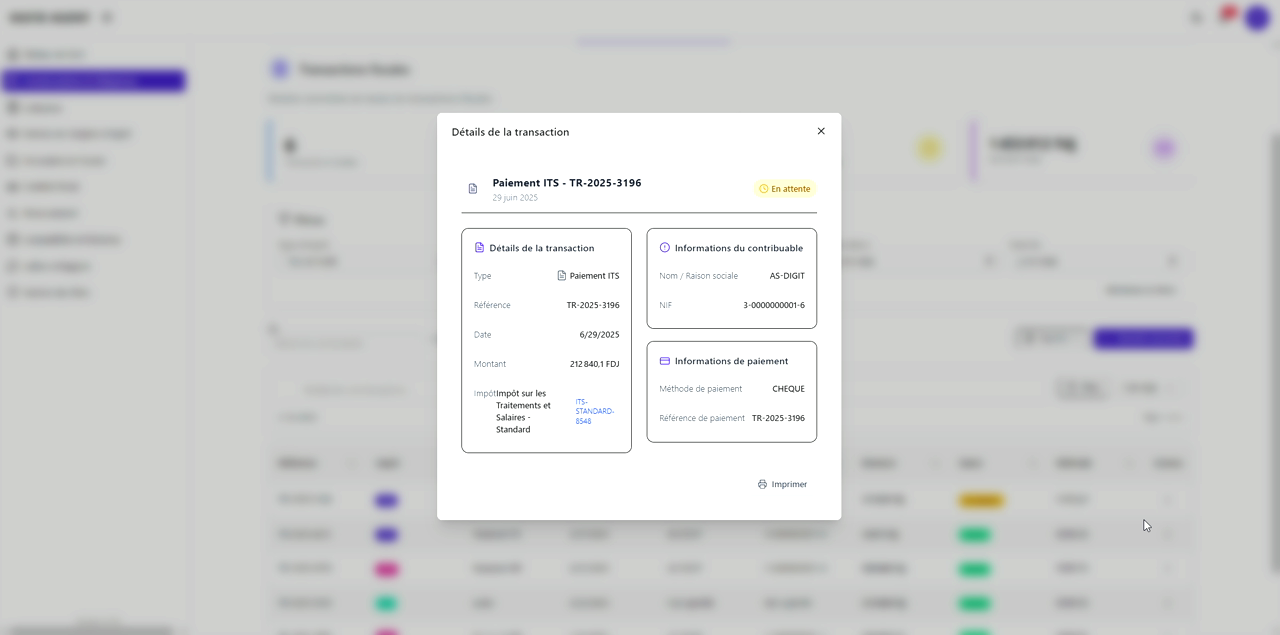 12 – Détails de la transaction