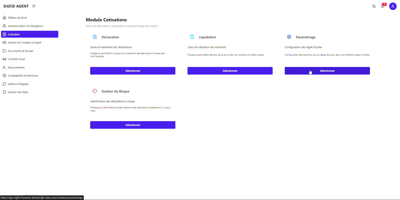 2 – Écran Périodes Fiscales