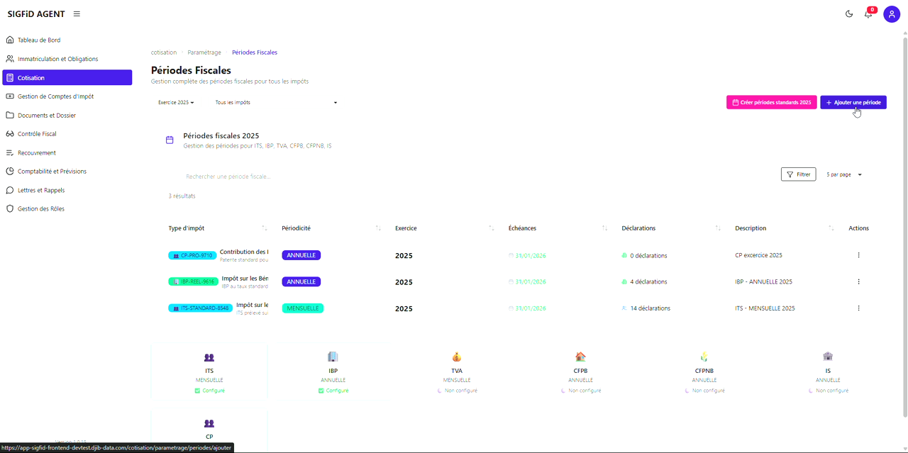 3 – Bouton Ajouter une période