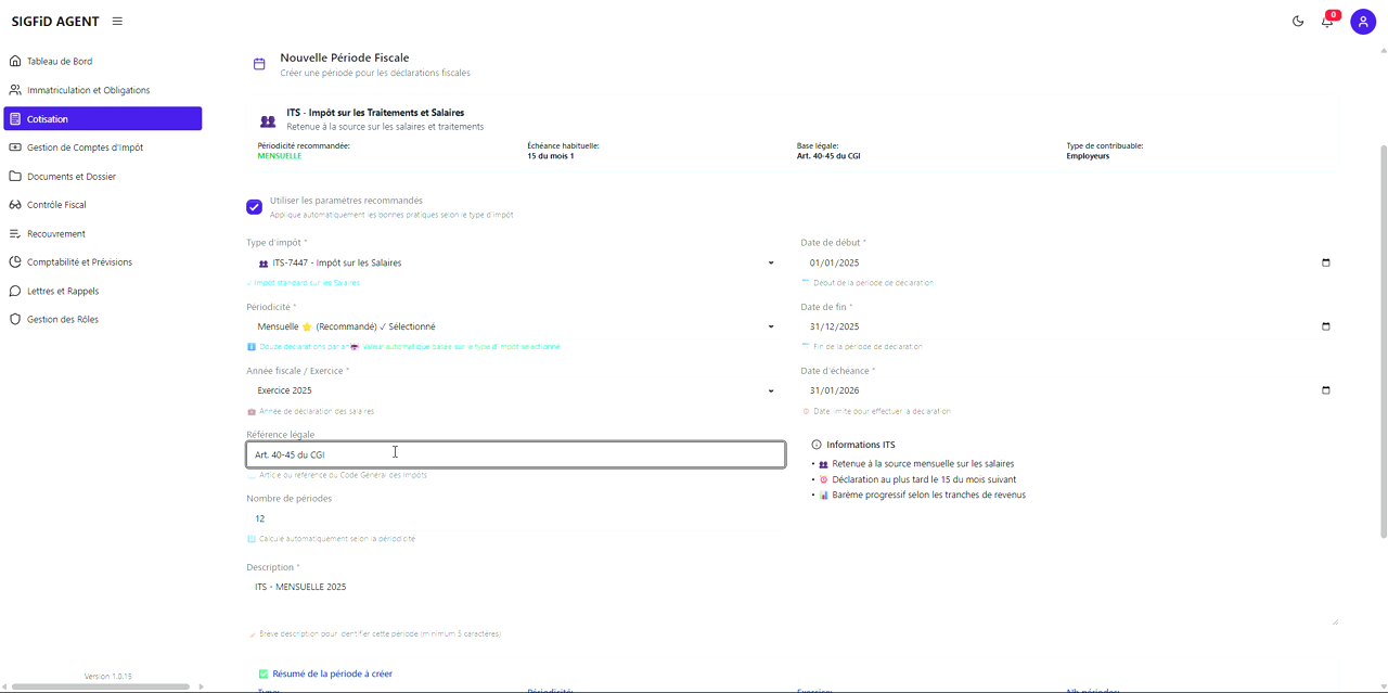 5 – Remplissage des champs obligatoires
