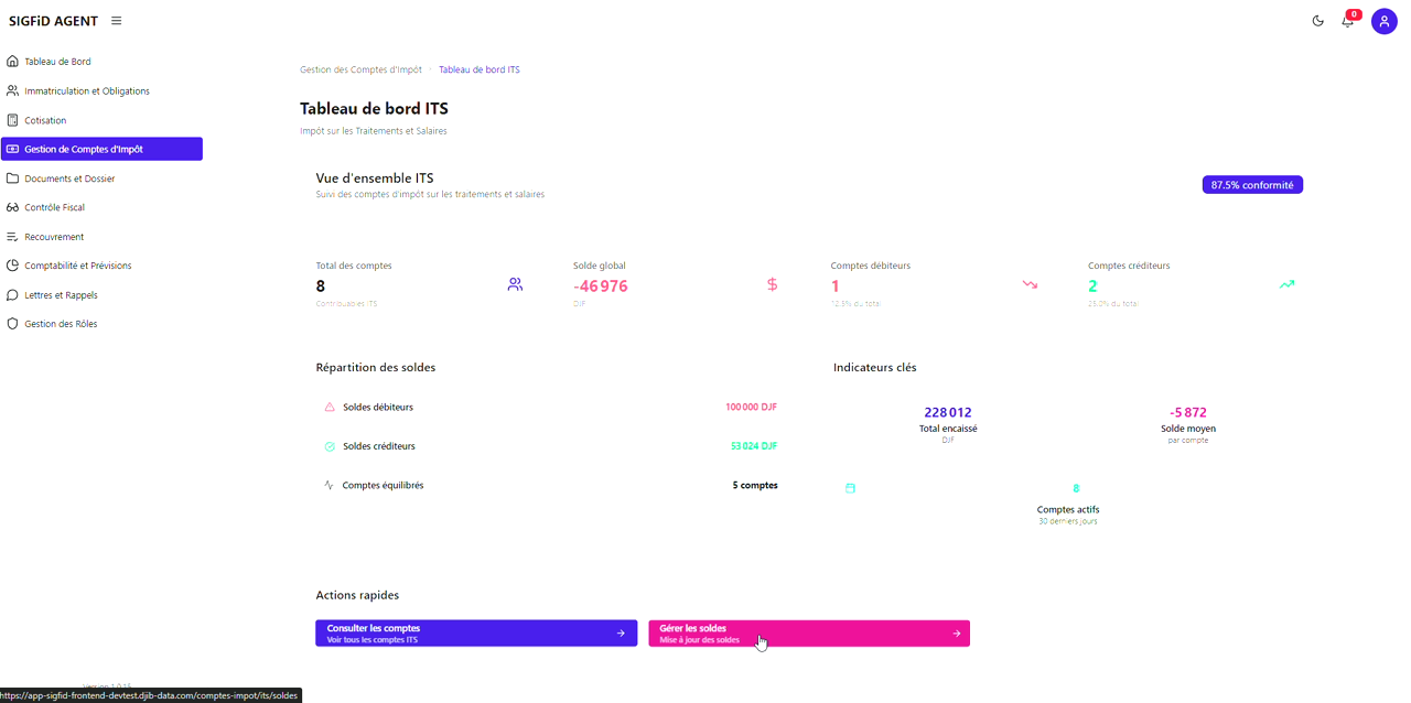 4 – Tableau de bord ITS → Gérer les soldes