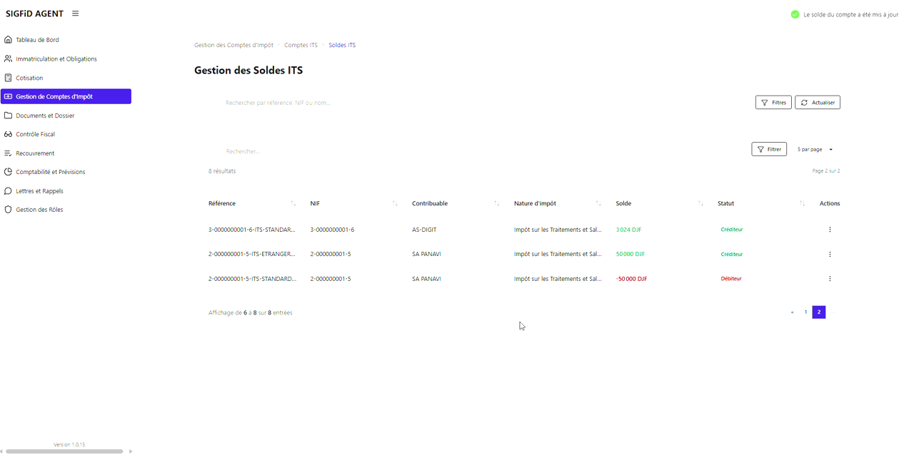 4 – Solde mis à jour