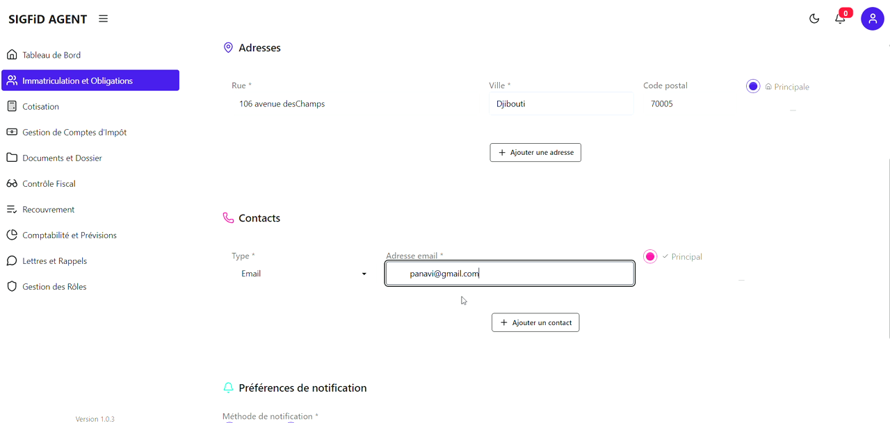 5 – Type de contact