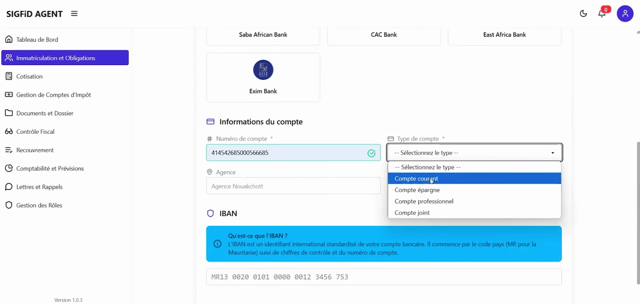 3 – Type de compte