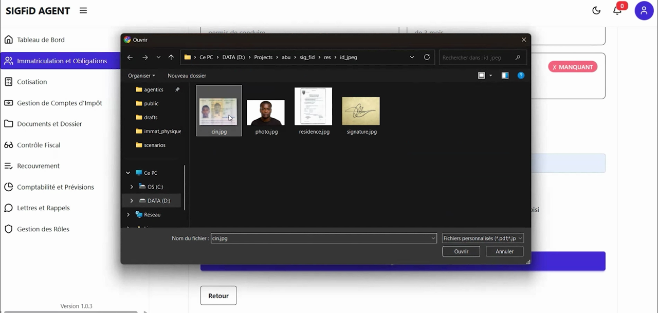 3 – Sélection du fichier