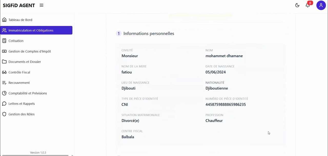 2 – Informations personnelles