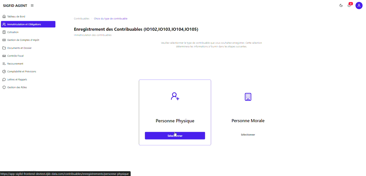 1 – Module Contribuables