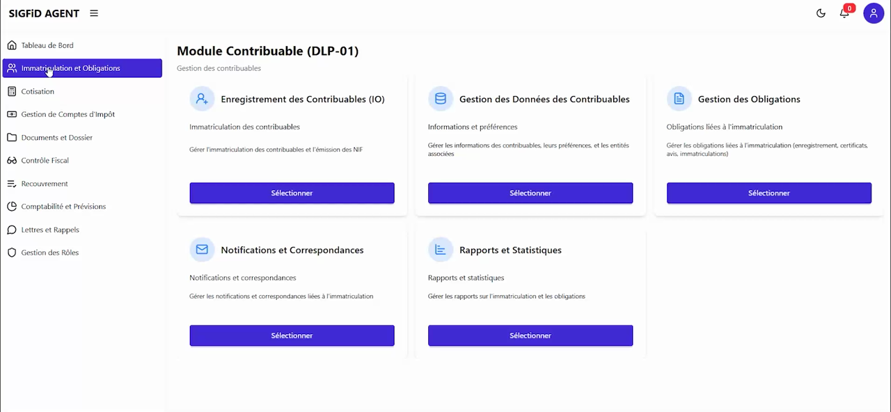 1 – Module Contribuables