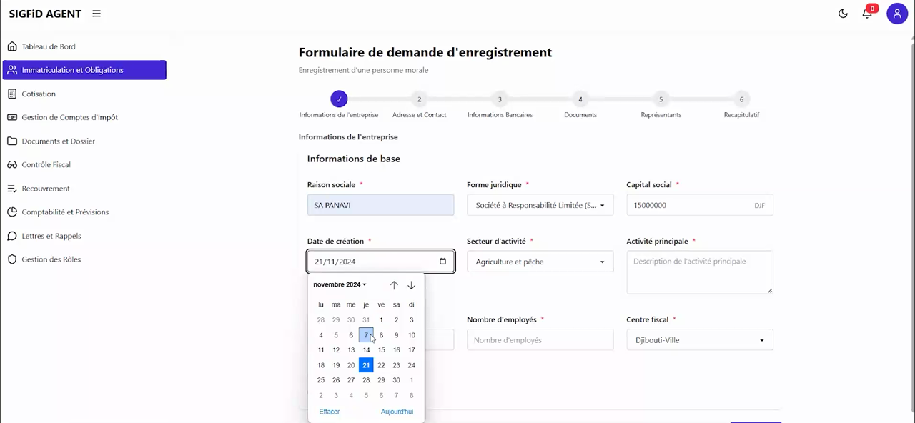 6 – Date de création
