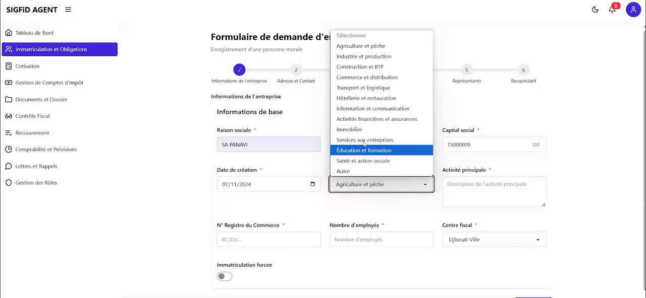 7 – Secteur d’activité