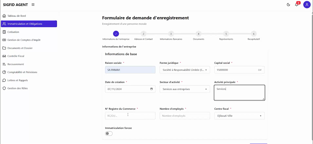 8 – Activité principale