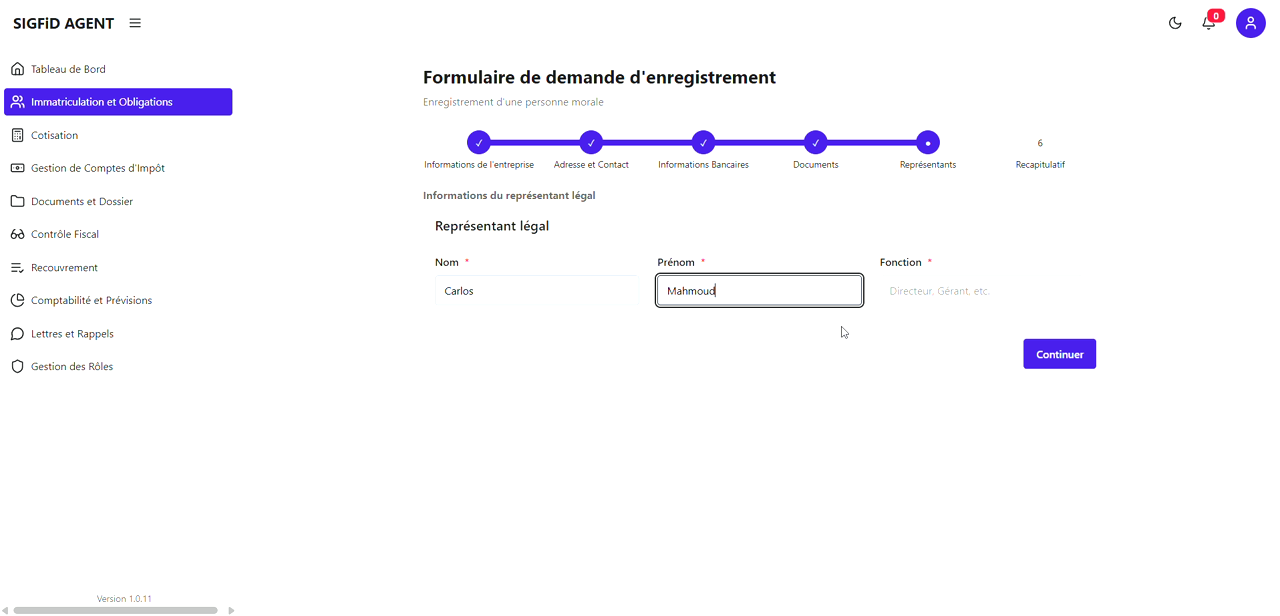 2 – Prénom du représentant