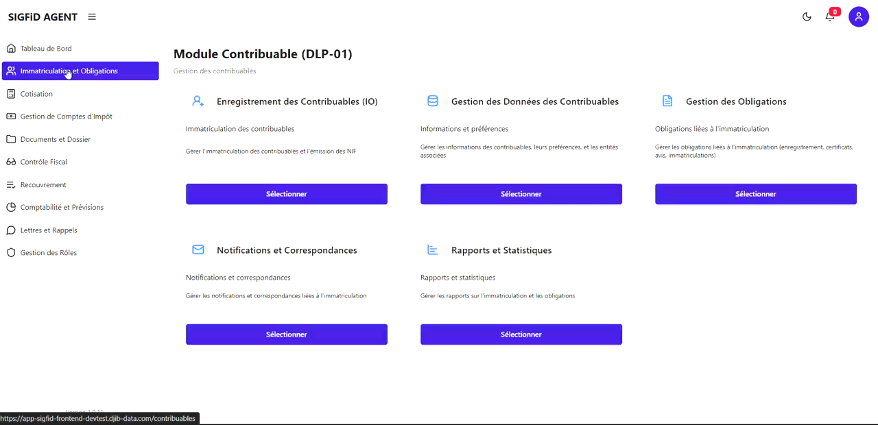 1 – Module Contribuable