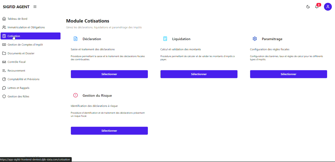 1 – Module Cotisation