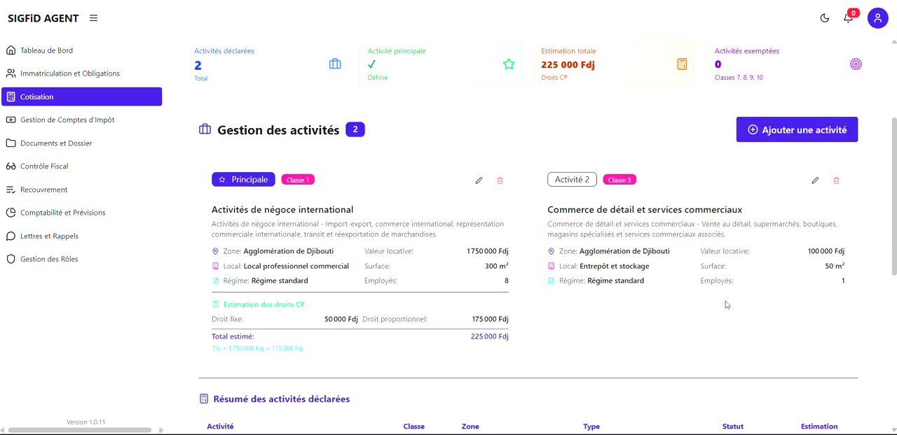 10 – Récapitulatif activités