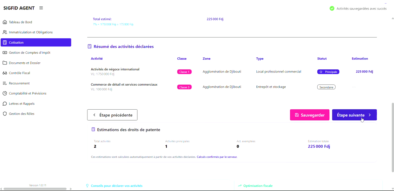 10 – Récapitulatif activités