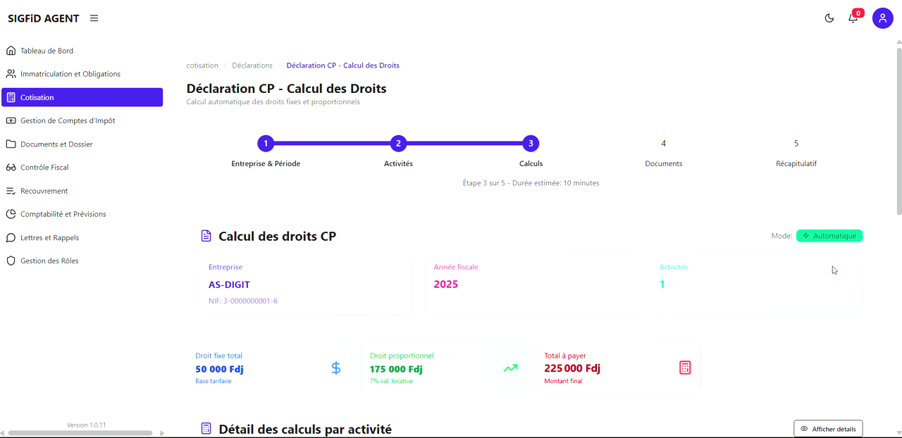 1 – acces etape calcul
