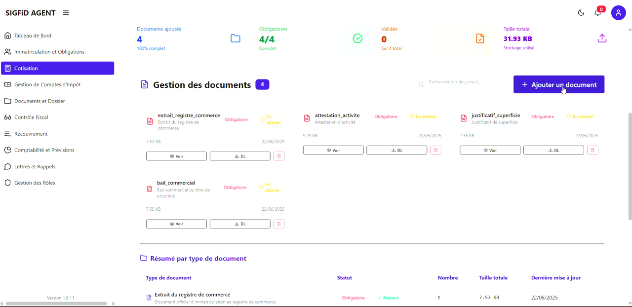 2 – Bouton Ajouter un document