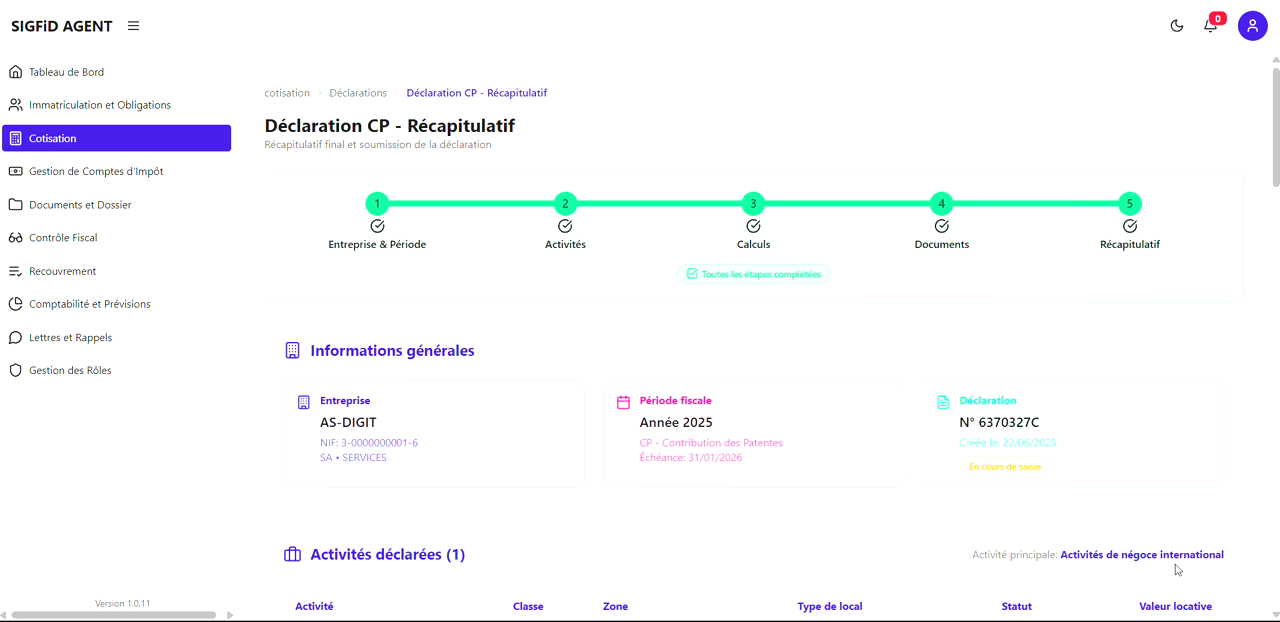 3 – Tableau de gestion des documents