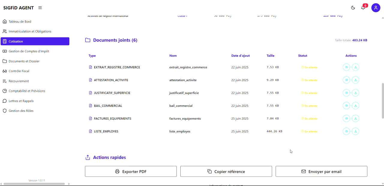 3 – Tableau de gestion des documents