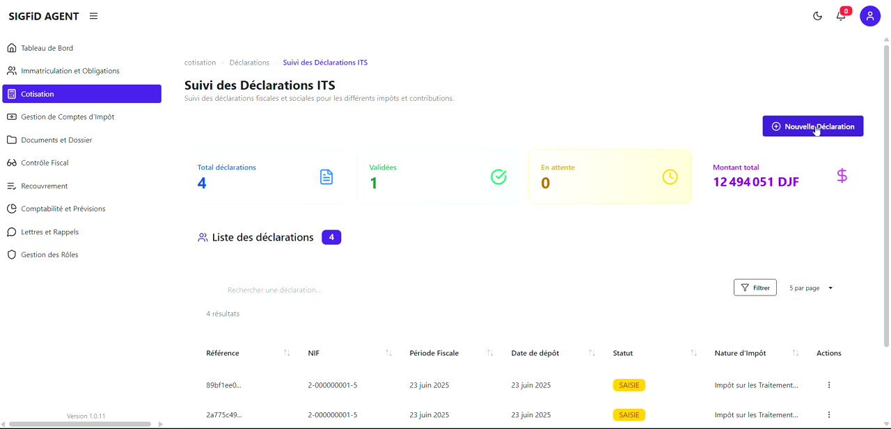 4 – Nouvelle Déclaration ITS