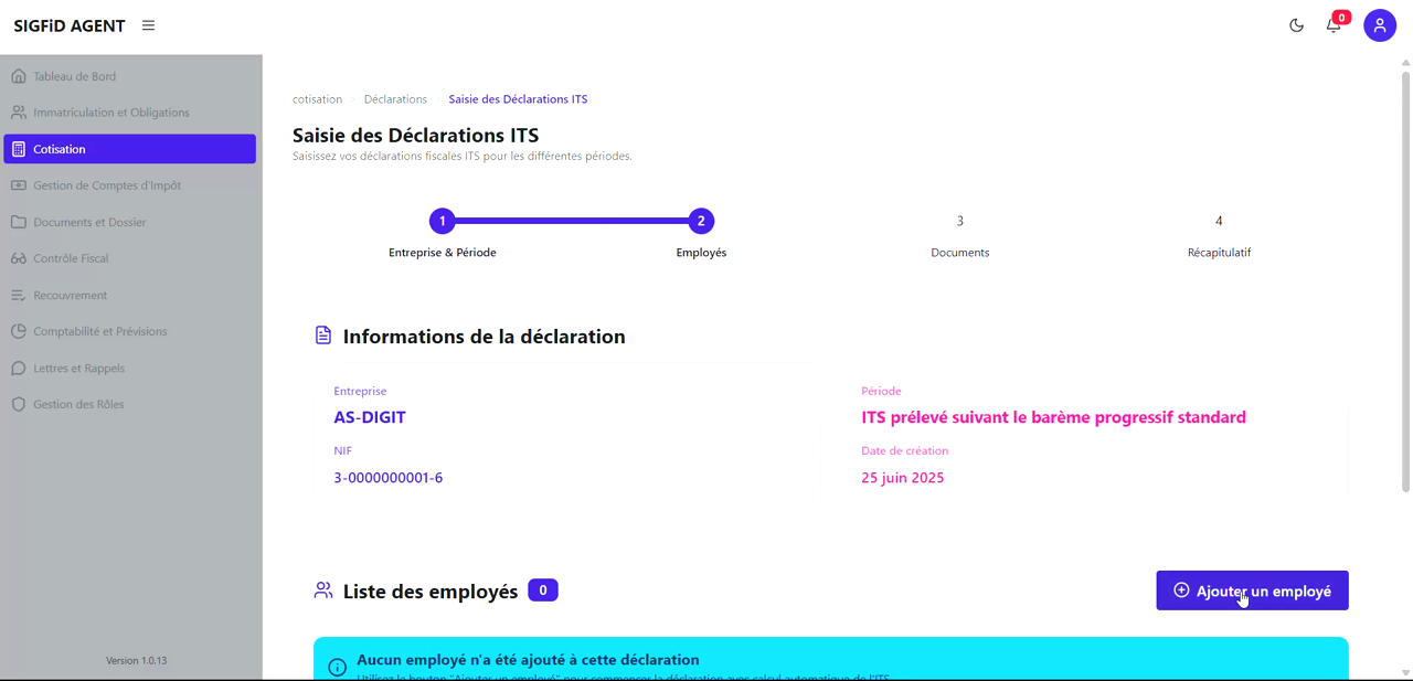 8 – Informations de la déclaration