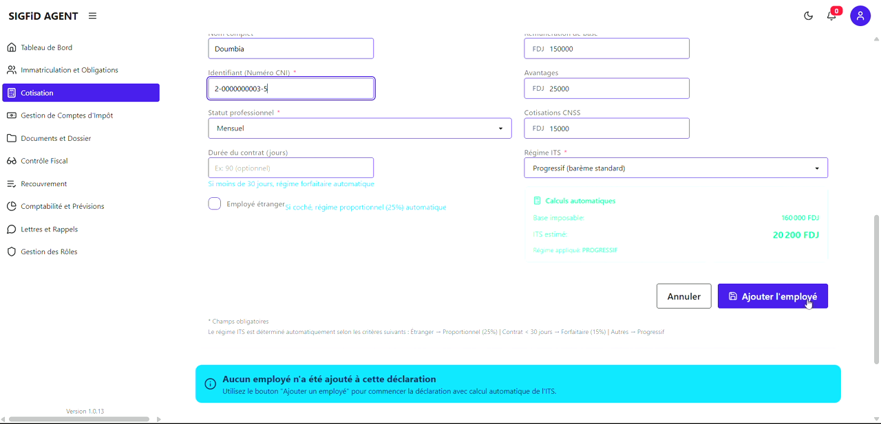 13 – Ajouter l’employé