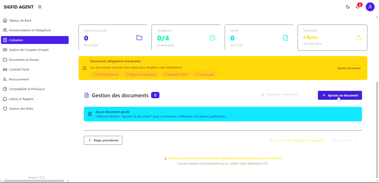 1 – Documents manquants