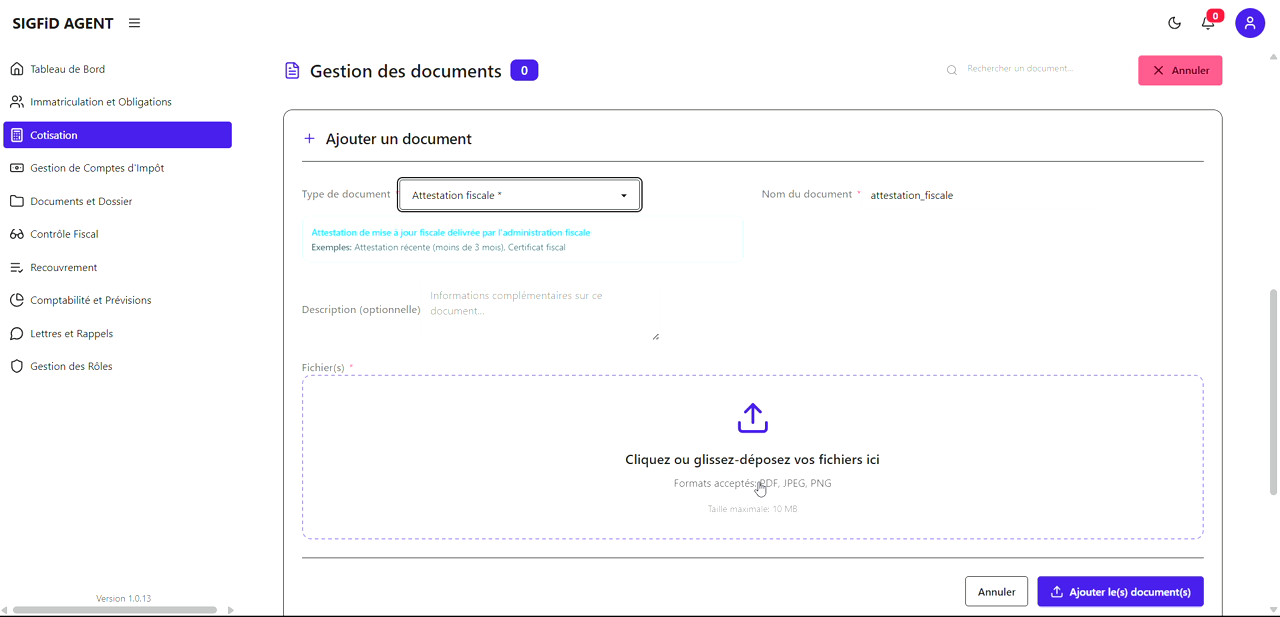 3 – Sélection type et fichier